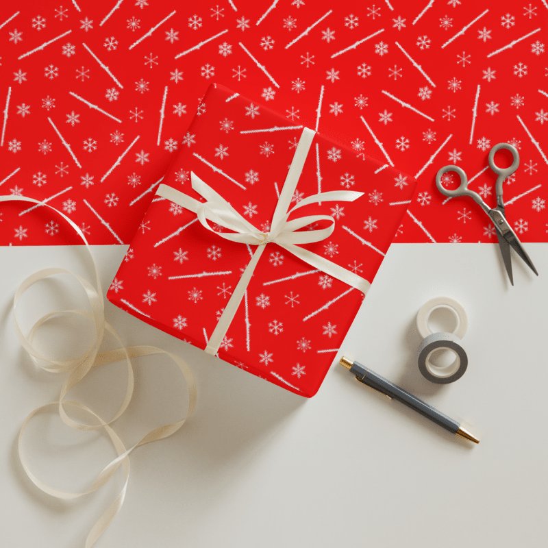 Flutes and Snowflakes - Alto - Red Gift Wrap Paper Sheets product image (1)