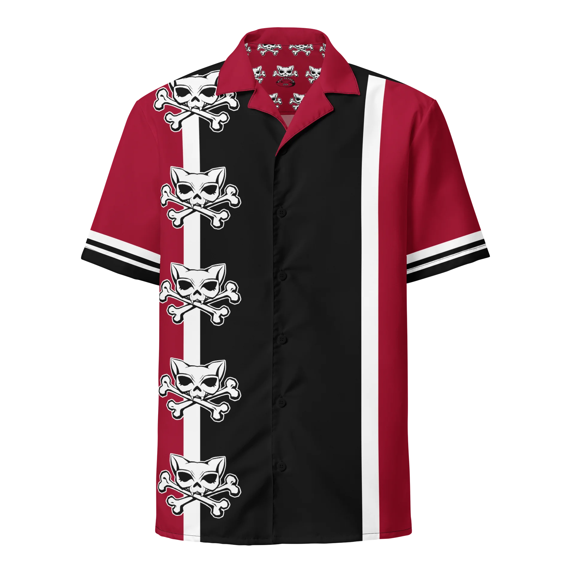 Red Kat Skull Bowling Shirt product image (1)
