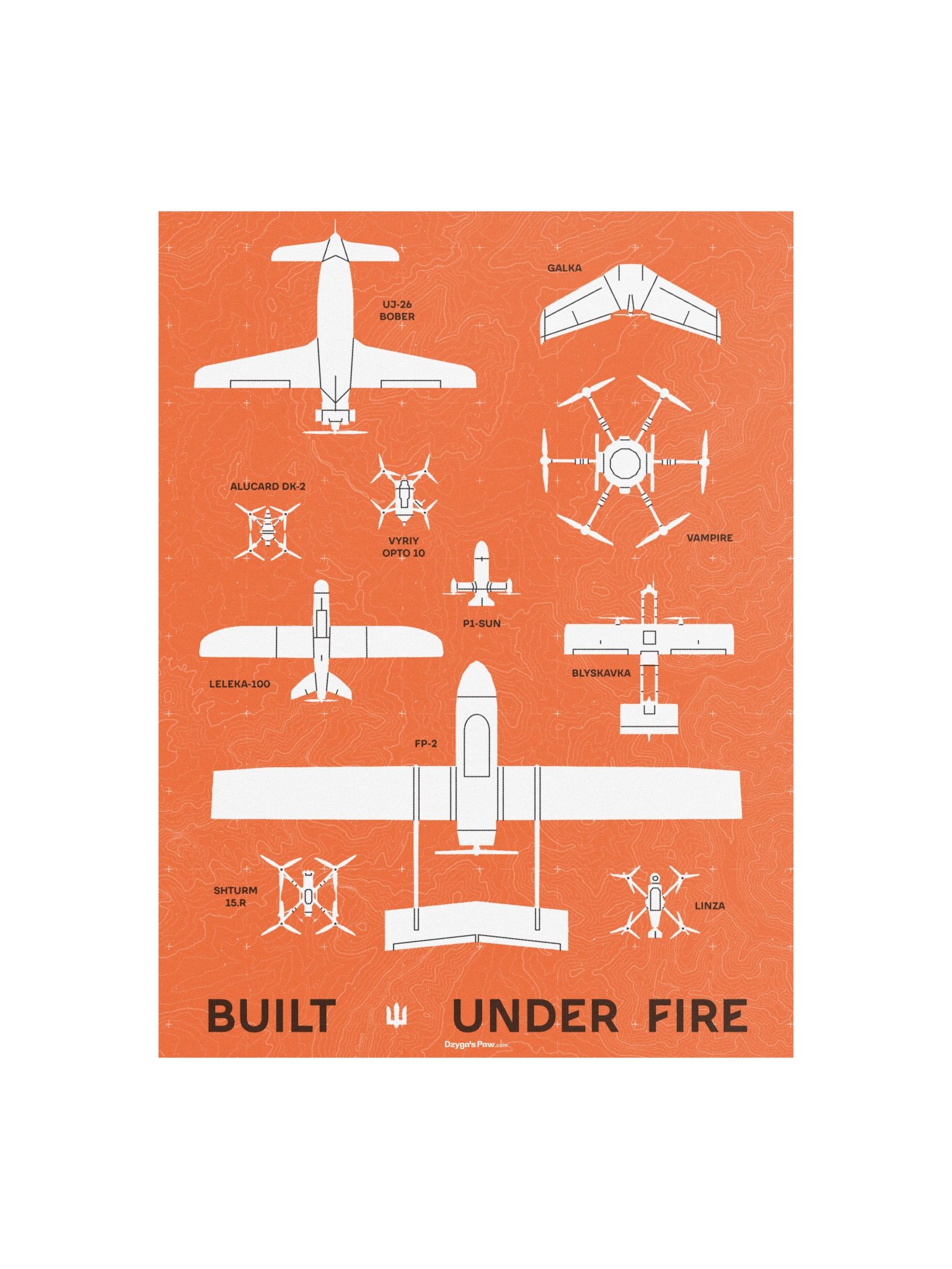 Dzyga's Paw Built Under Fire Poster (12"x16" | Orange) product image (1)