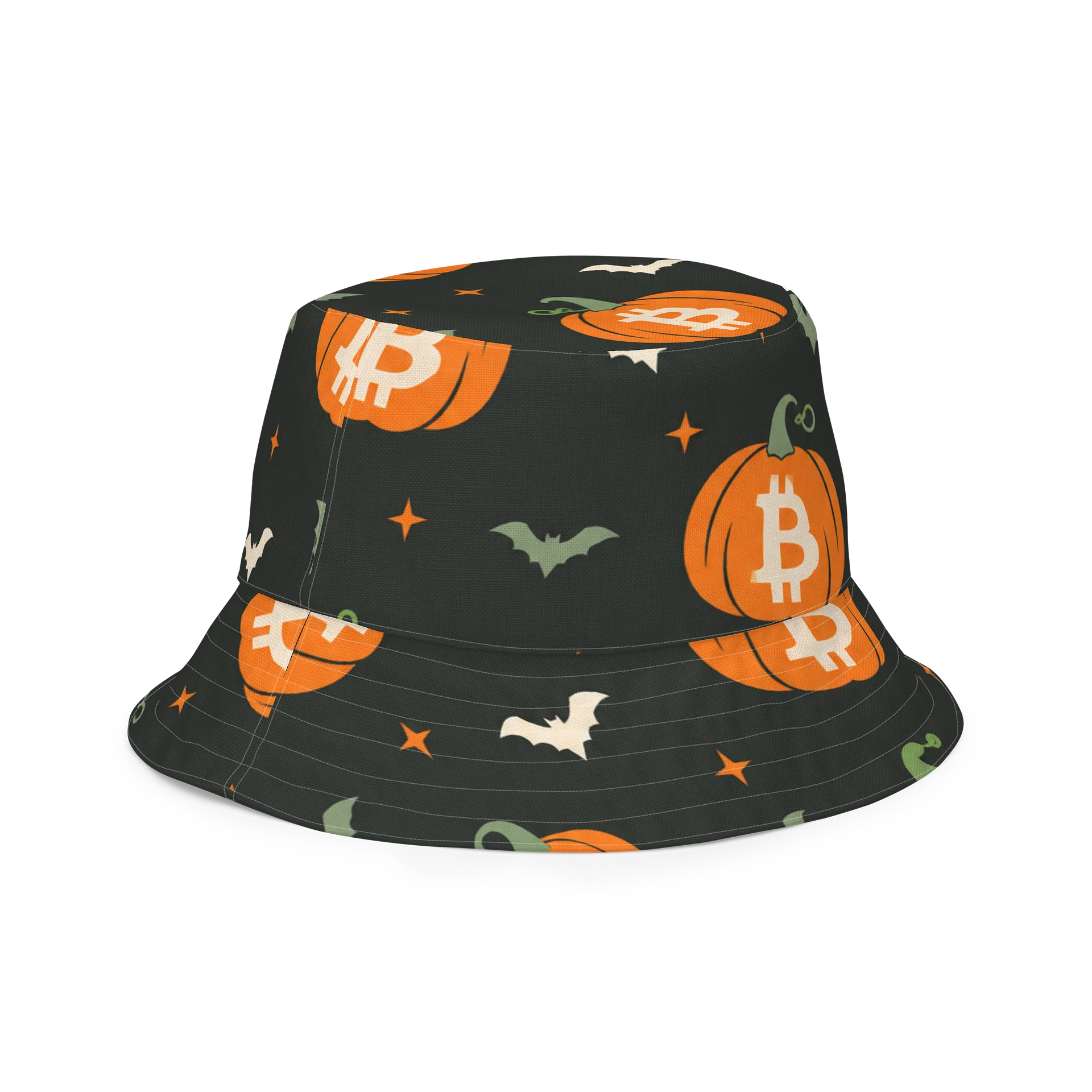 Ghost, Pumpkin, Bitcoin Reversible Bucket Hat product image (3)