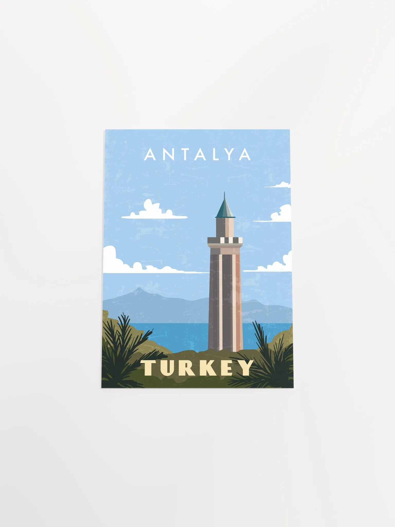Antalya, Turkey — Retro travel minimalist poster, retro travel art, retro travel wall art, vector art product image (9)