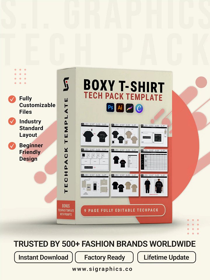 Streetwear Graphic Tee-Shirt Tech Pack Template product image (1)
