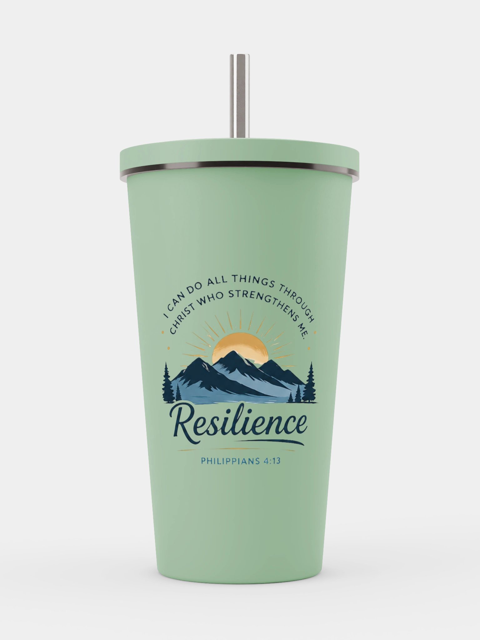 Philippians 4:13 Resilience Insulated Tumbler with Straw product image (1)