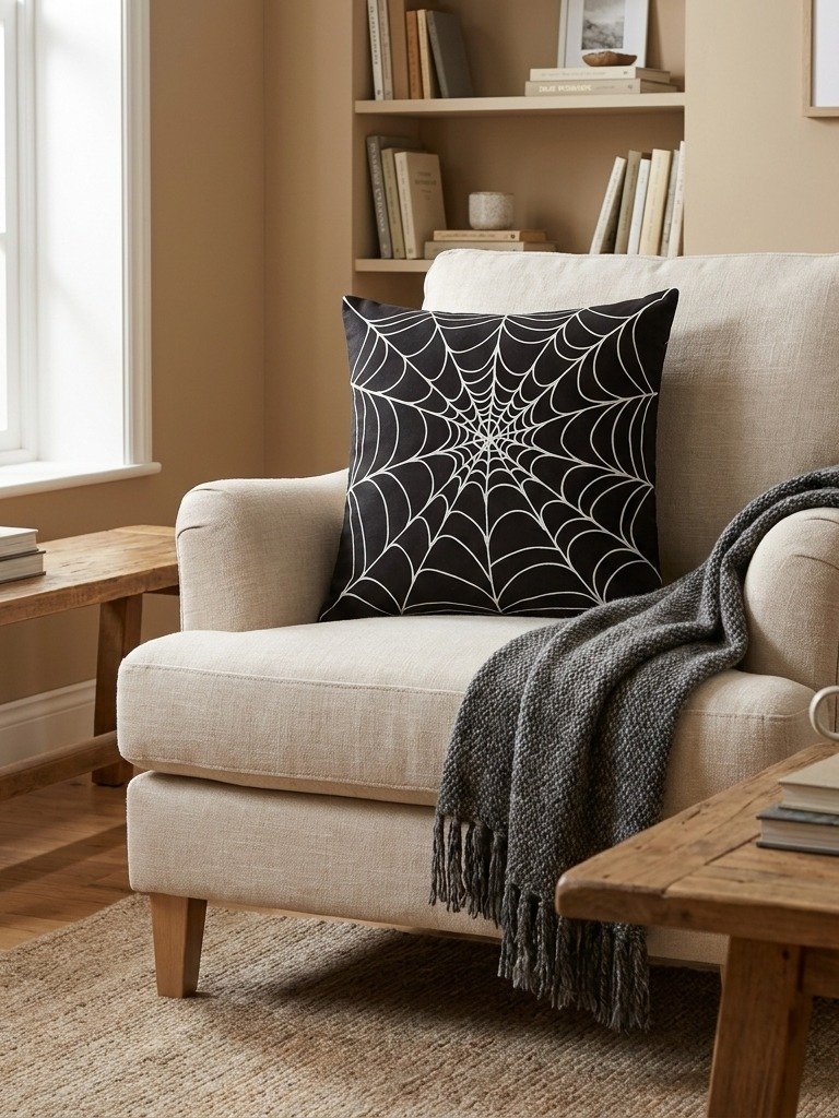Halloween Spider Pillow - Black - Spider Web - Pillow product image (3)