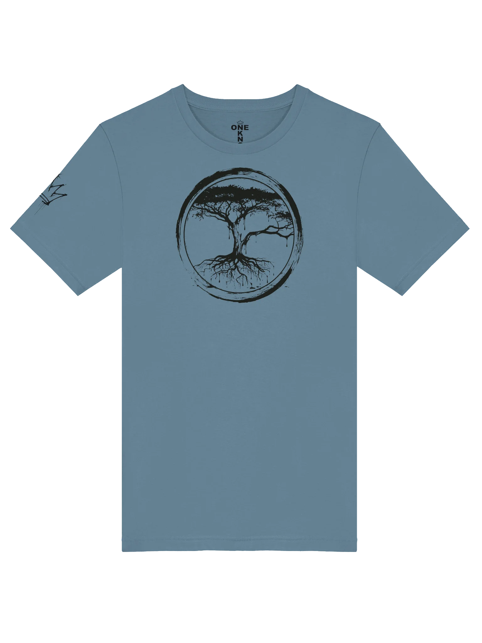 ONE KING Rooted IV Premium T-Shirt with sleeve logo black print product image (1)