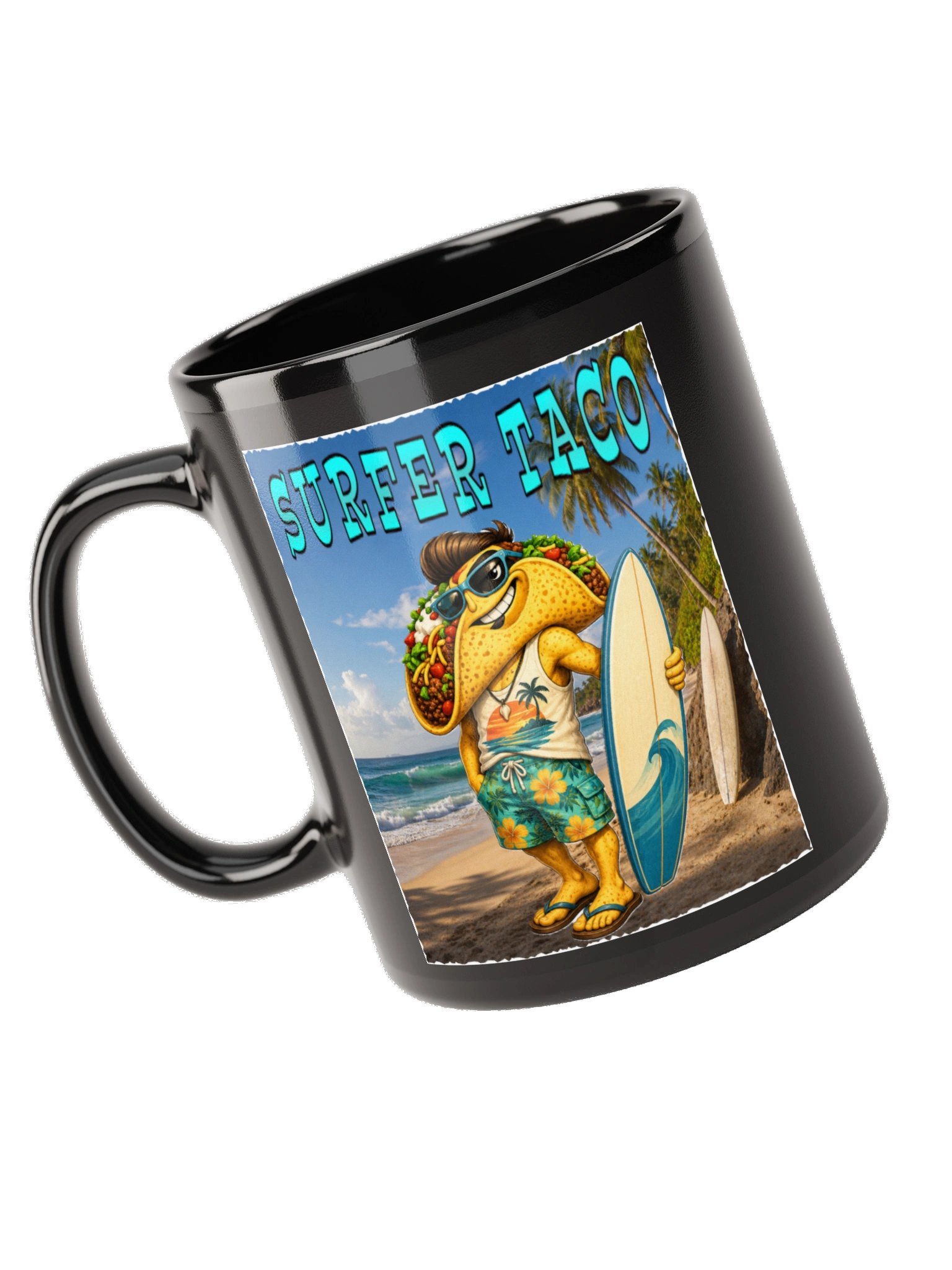 Surfer Taco Black Glossy Mug - The Taco family product image (10)