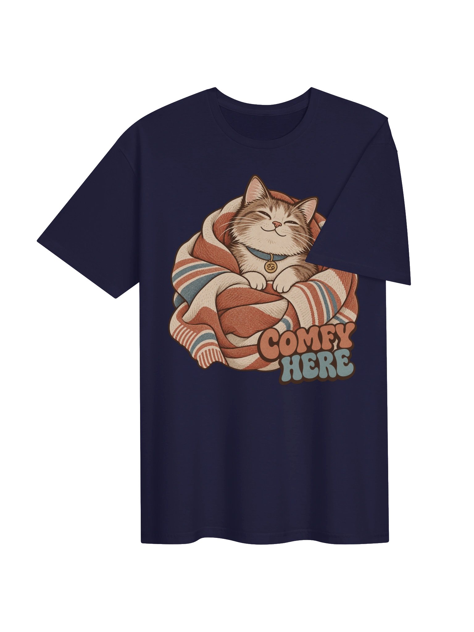 Cancer Comfy Here Cat Zodiac T-Shirt product image (4)