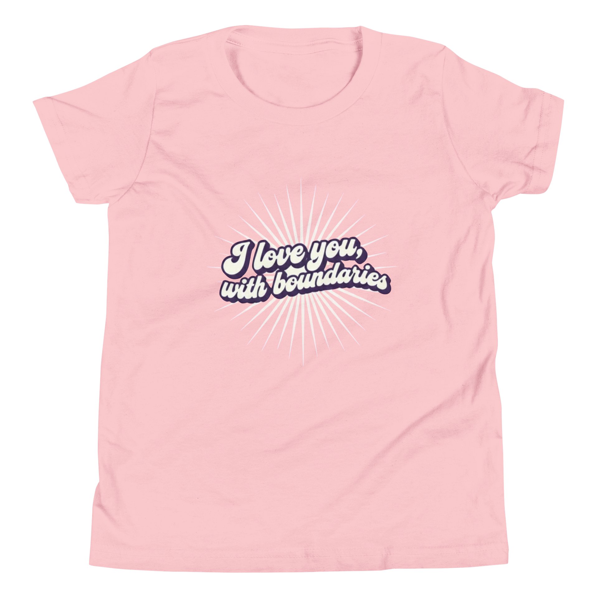 “I Love You, With Boundaries” Pink Youth T-Shirt product image (4)