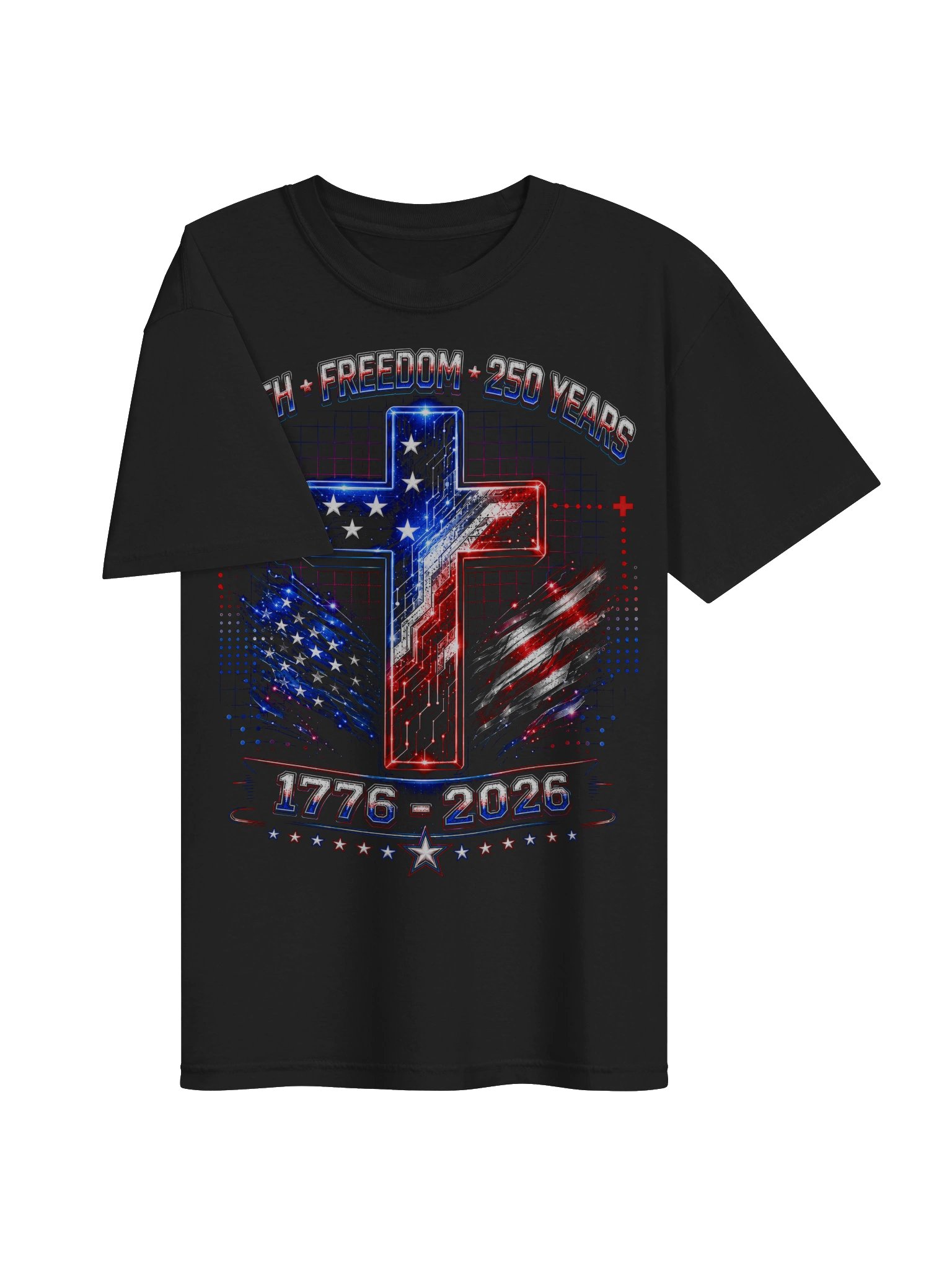 Faith and Freedom 250 Years Patriotic Christian Cross T-Shirt product image (3)