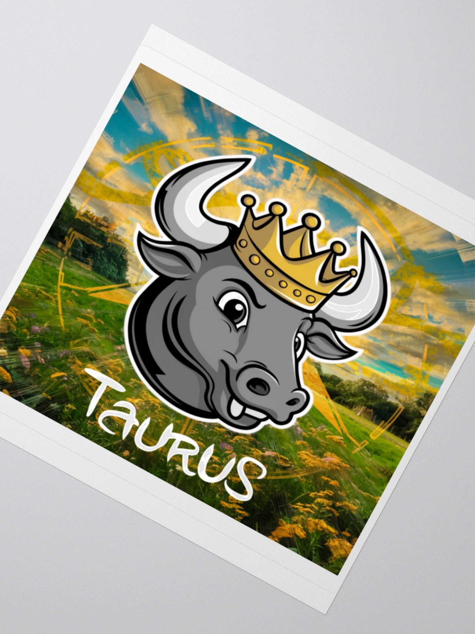 Taurus Zodiac Sticker - Bull with Golden Crown - Premium Vinyl product image (4)
