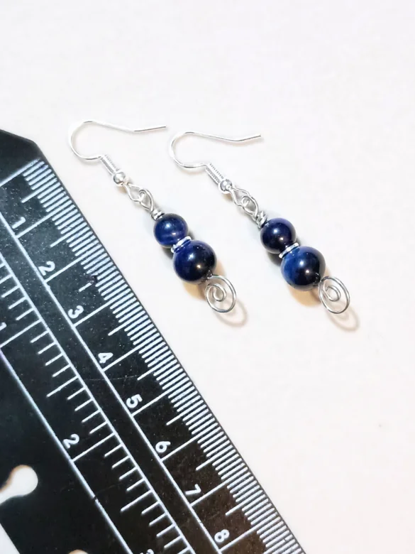 Celestial Spiral Earrings | Handmade, Blue, Dangle, Silver-Tone | "Starlit Journey" product image (4)