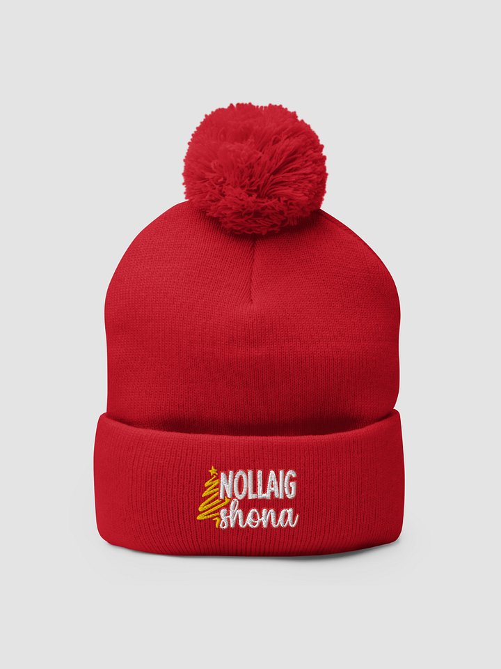 Irish Language Christmas Pom-Pom Beanie with Puffy Embroidery product image (2)