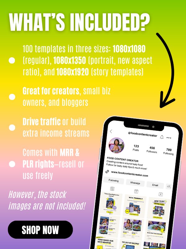 MRR/PLR Instagram Food Feed Templates product image (6)