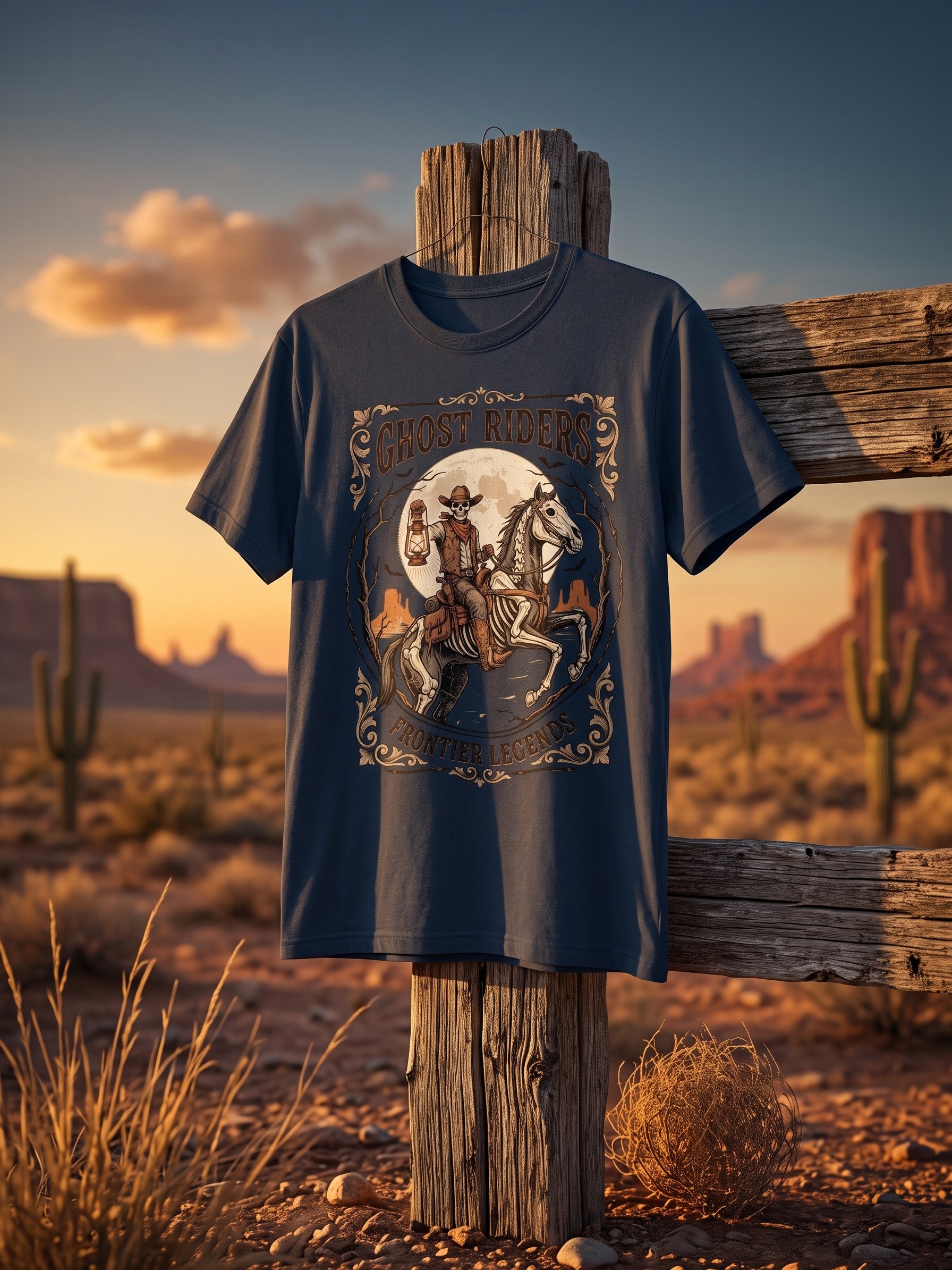 Ghost Riders Skeleton Cowboy Halloween T-Shirt product image (10)