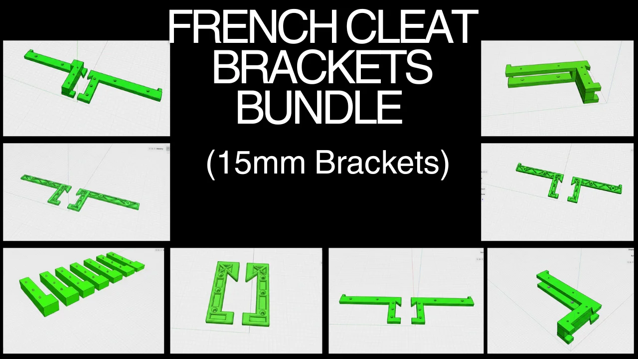 15mm French Cleat Brackets 3D Print Stl File Bundle product image (1)