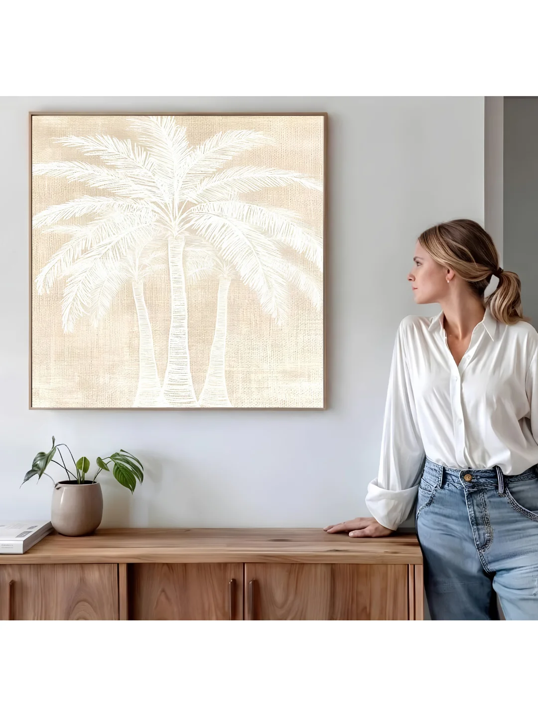 Palm Tree Abstract PRINTABLE Wall Art, Beach Coastal Tropical Boho Neutral Poster product image (2)