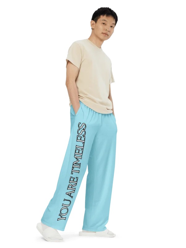 DONT FEEL 50 YOU ARE TIMELESS Aqua RELAXED FIT WIDE LEG PANTS UNISEX product image (2)