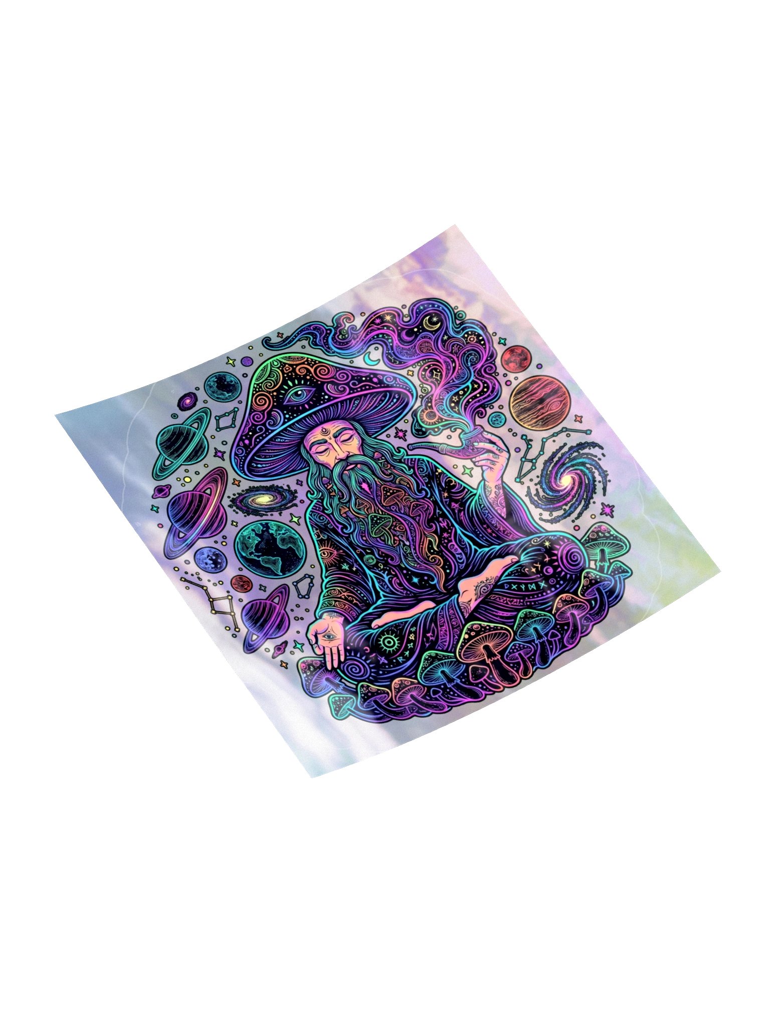 Meditating Mushroom Wizard Sticker product image (4)