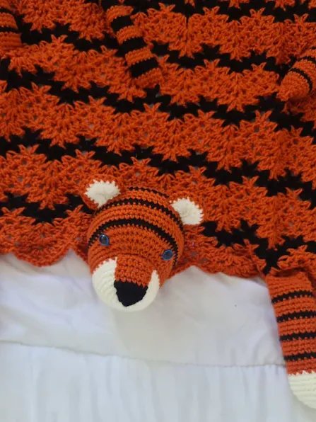 Crochet Tiger Baby Blanket Folding Pram Toy Pattern PDF - Crafting Happiness product image (4)