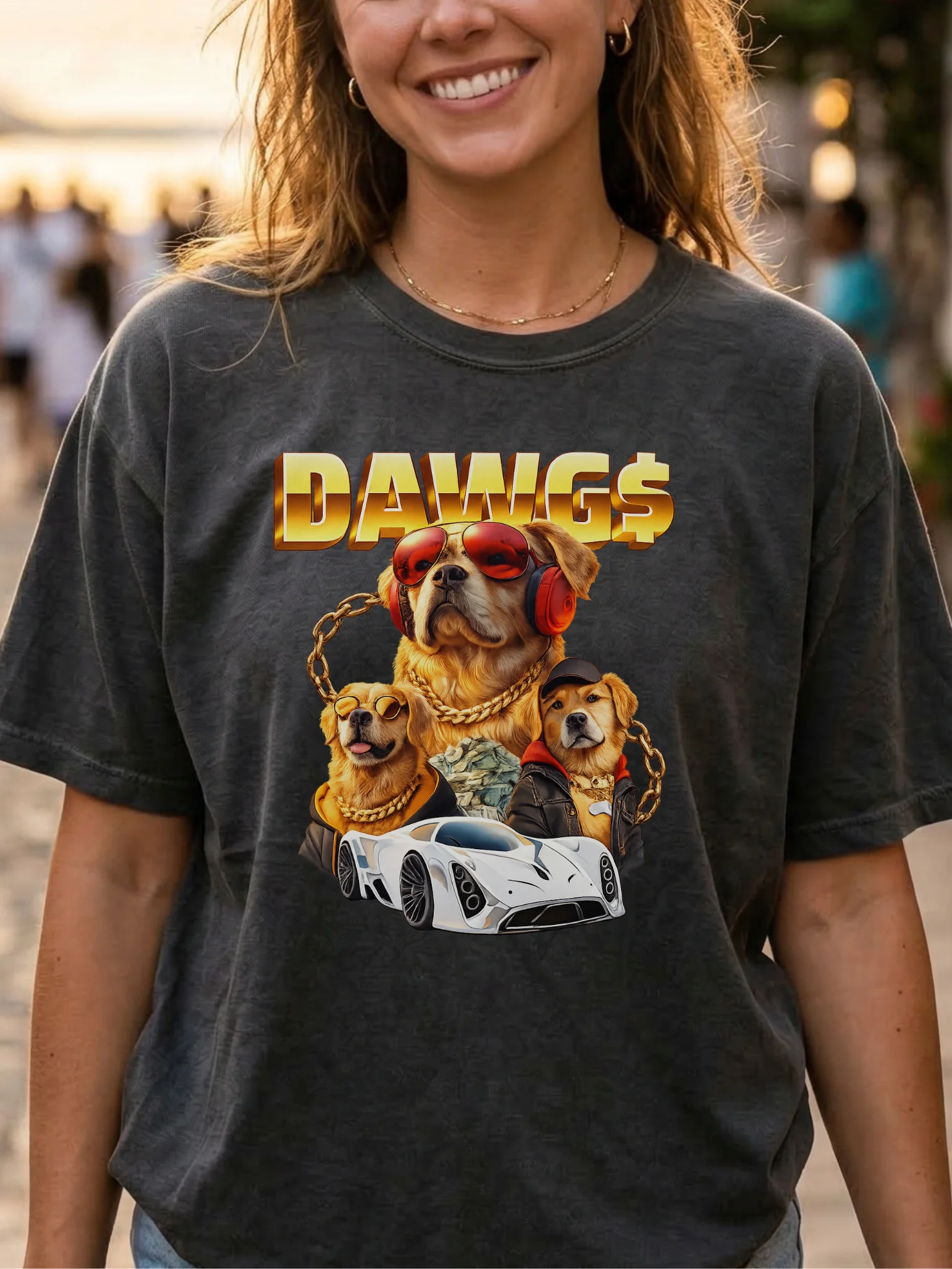 Golden Retriever Dawg$ Shirt – Funny Rich Dog Streetwear Comfort Colors T-Shirt product image (2)
