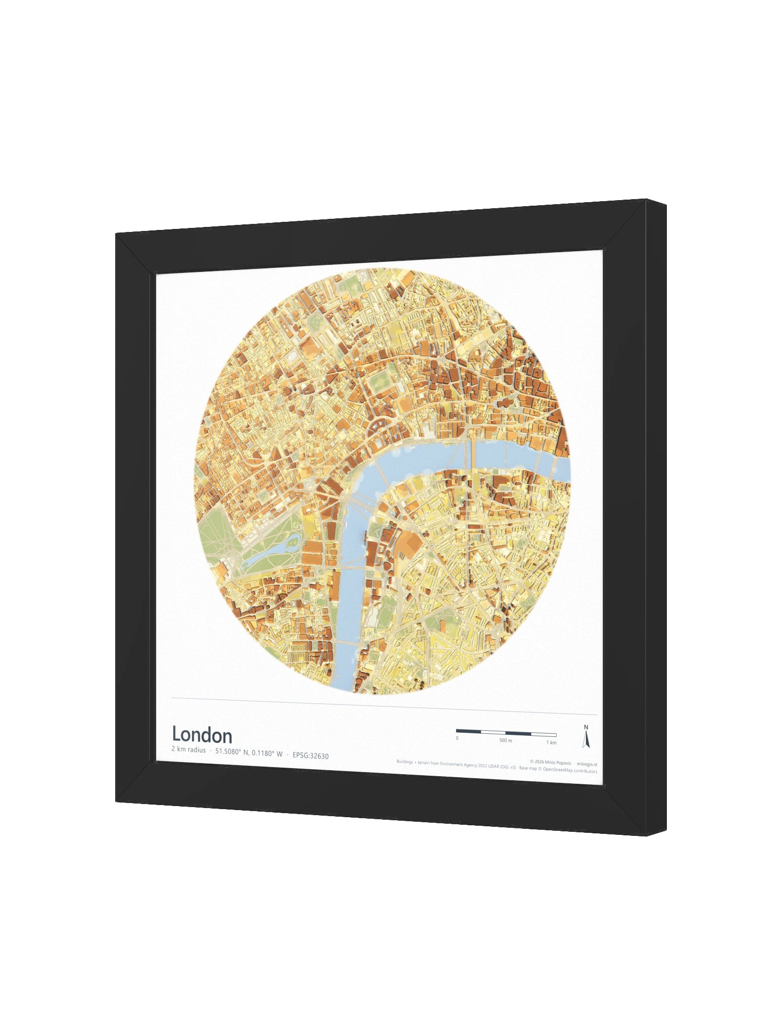 London: Path-Traced 3D City Map · Framed Matte Poster product image (16)