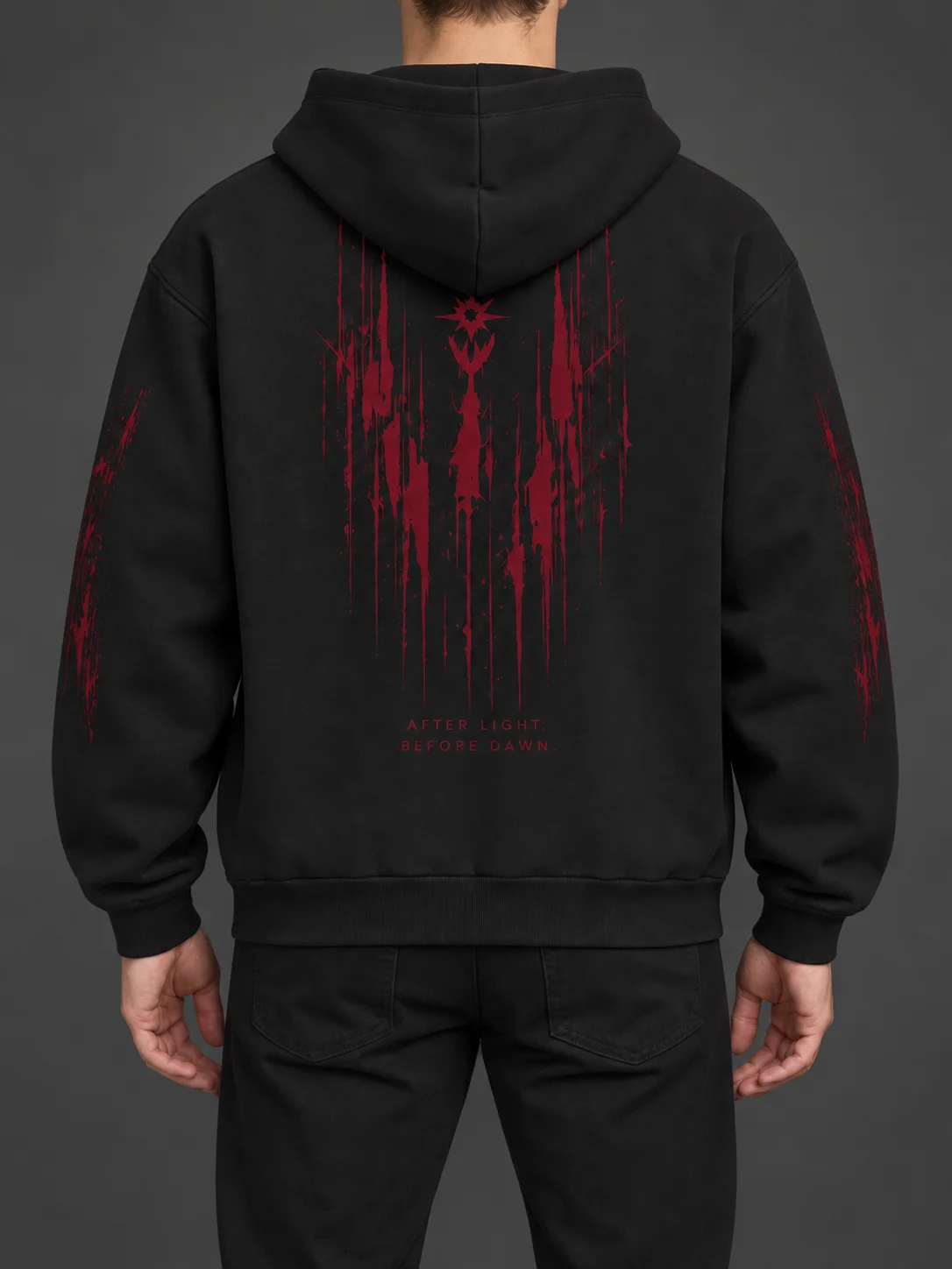 BLAVK NOCTURNE Graphic Hoodie — Black / Wine Red product image (1)