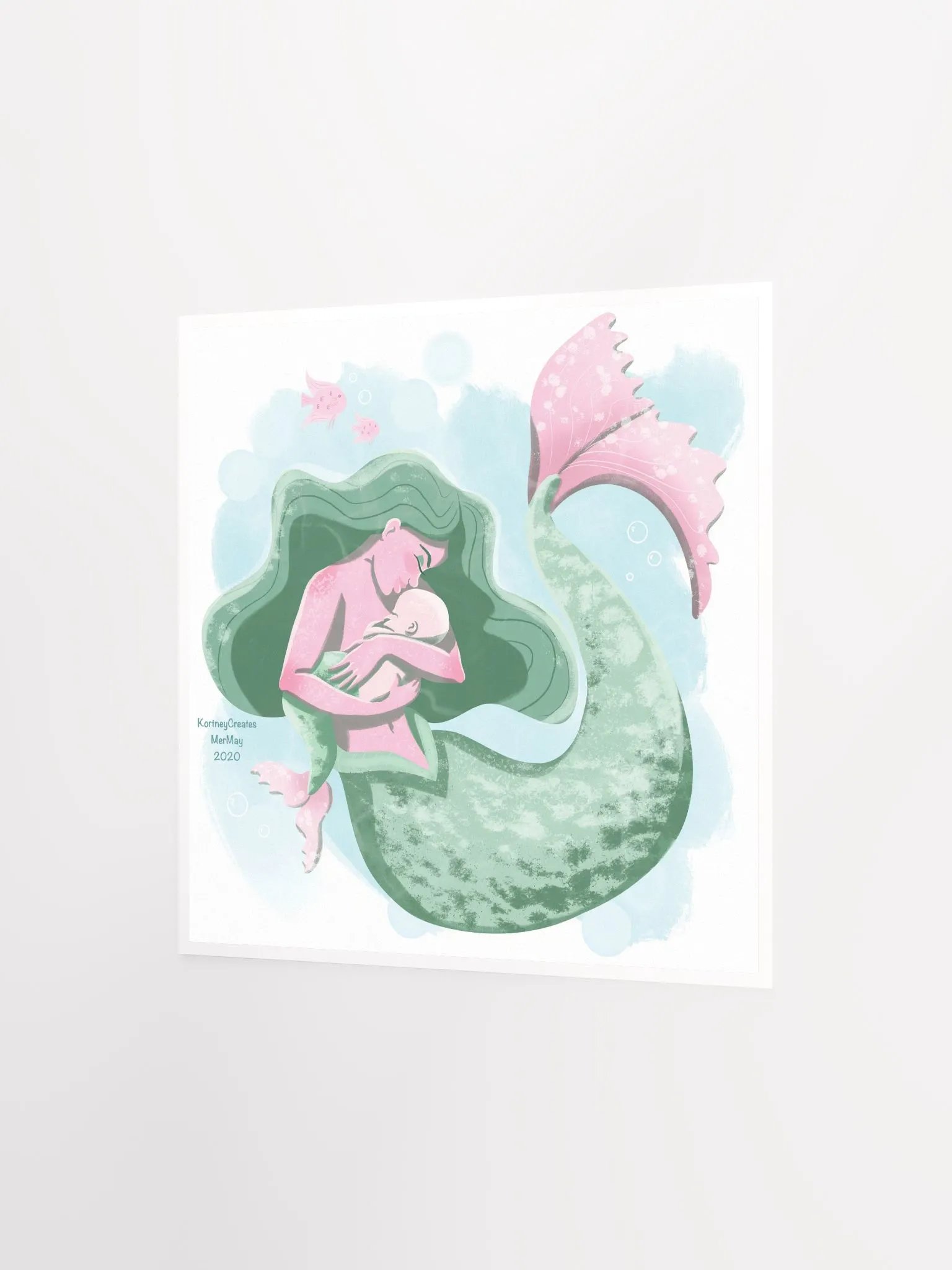 Mother and Baby Mermaids Art Print product image (2)