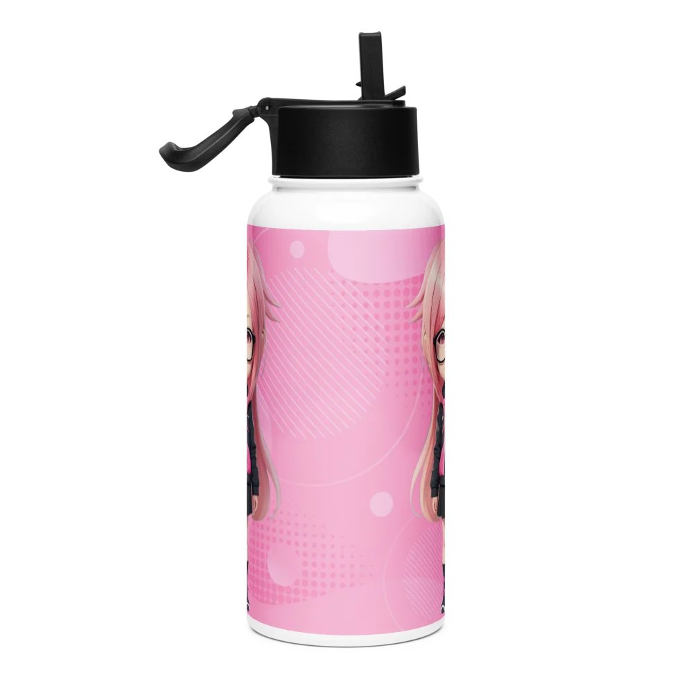(PINK CHIBI) K Stainless Steel Water Bottle with a Straw Lid product image (4)