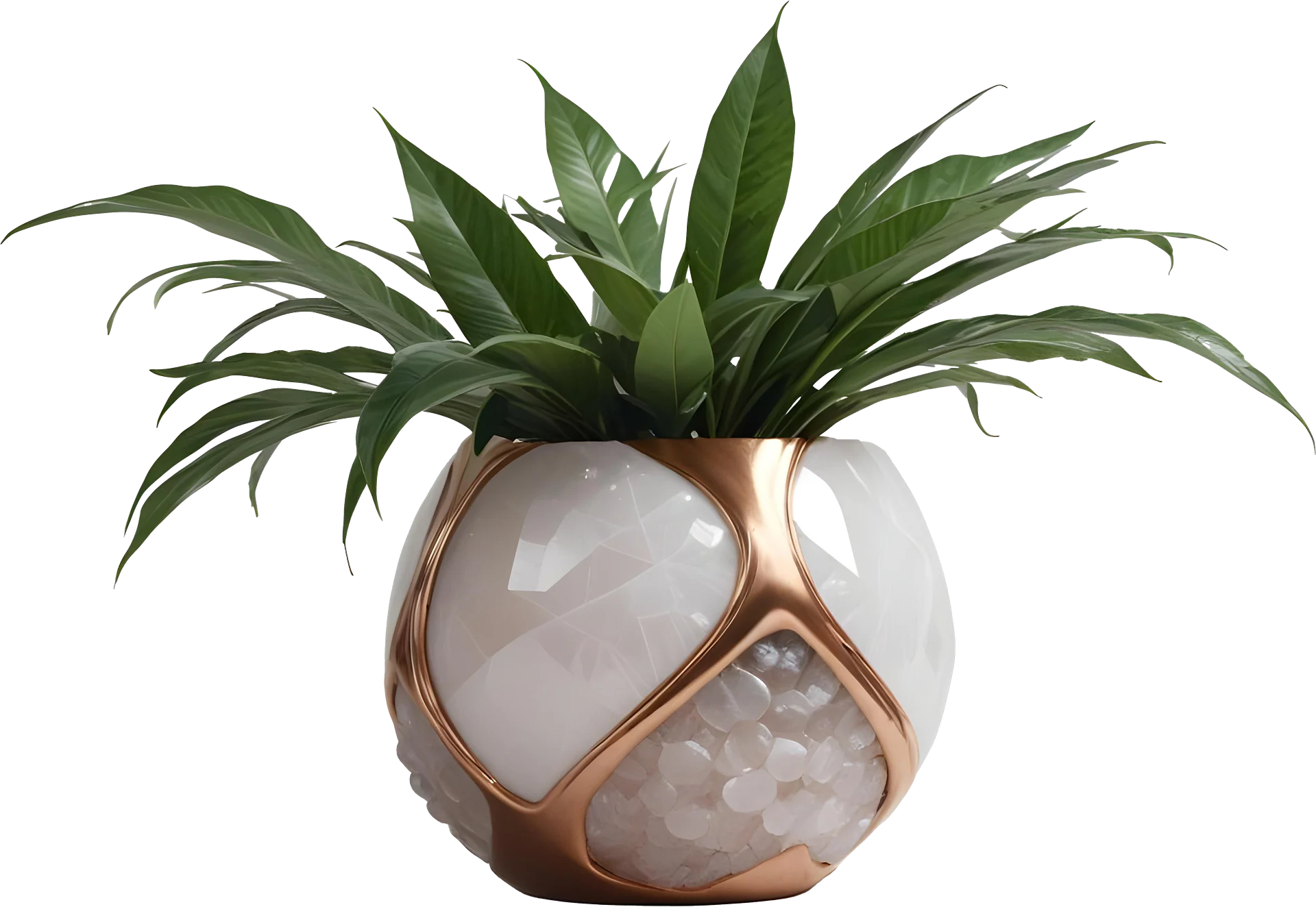 Glamour Organique – Luxury bronze and quartz Design Planter PNG product image (1)