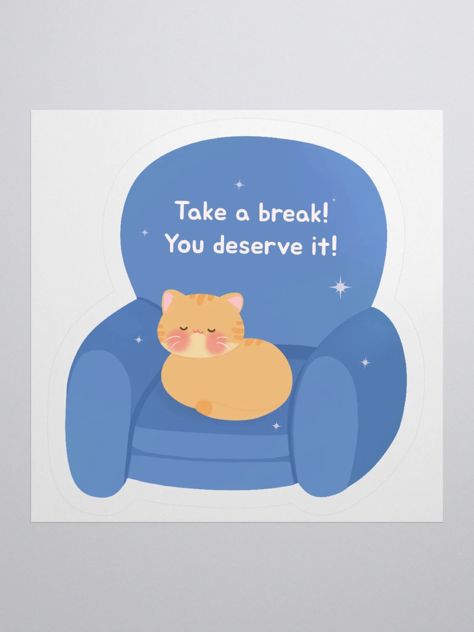 Take a break! Orange Cat Vinyl Sticker product image (1)