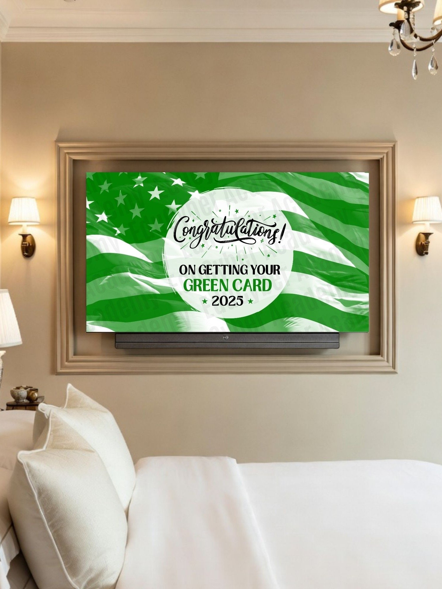 US Permanent Resident Frame TV Art Congratulations Green Card Renewal Celebration Desktop & Laptop Greencard Wallpaper Background product image (6)