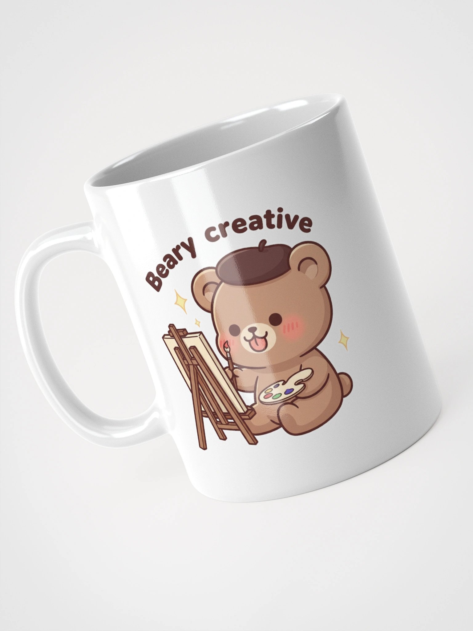 Bear in Artist Mode White Glossy Mug product image (4)