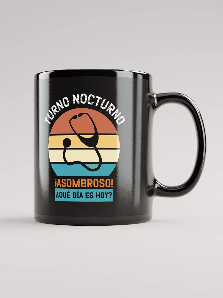 "Turno nocturno-general" mug negro brillante product image (1)