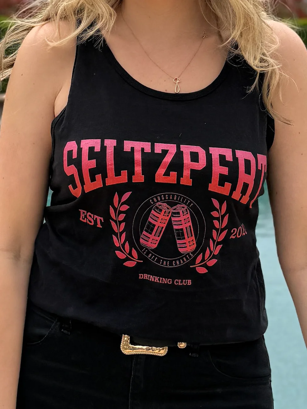Seltzpert Drinking Club Tequila Sunrise Unisex Black Tank Top product image (4)