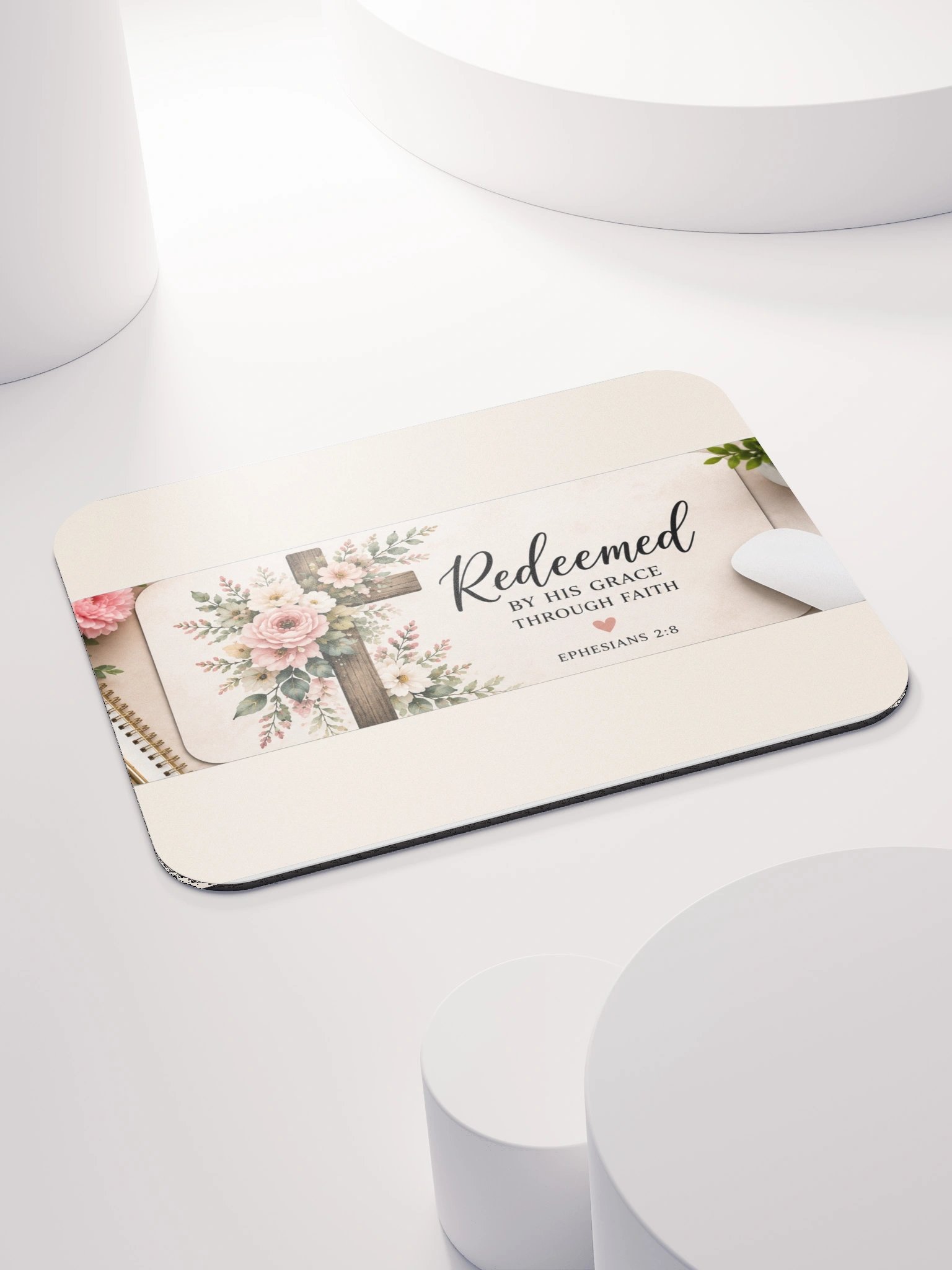 Redeemed Floral Cross Mouse Pad product image (4)