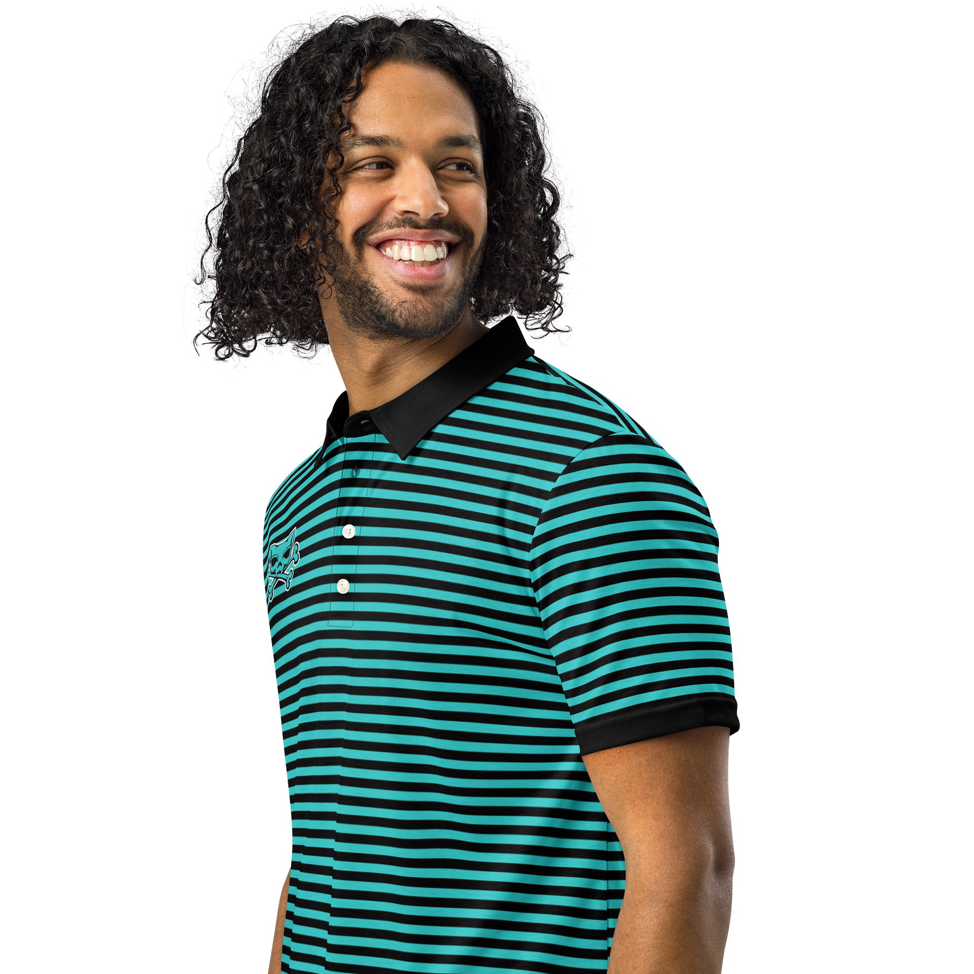 Turquoise and Blaque Red Kat Skull Polo product image (3)