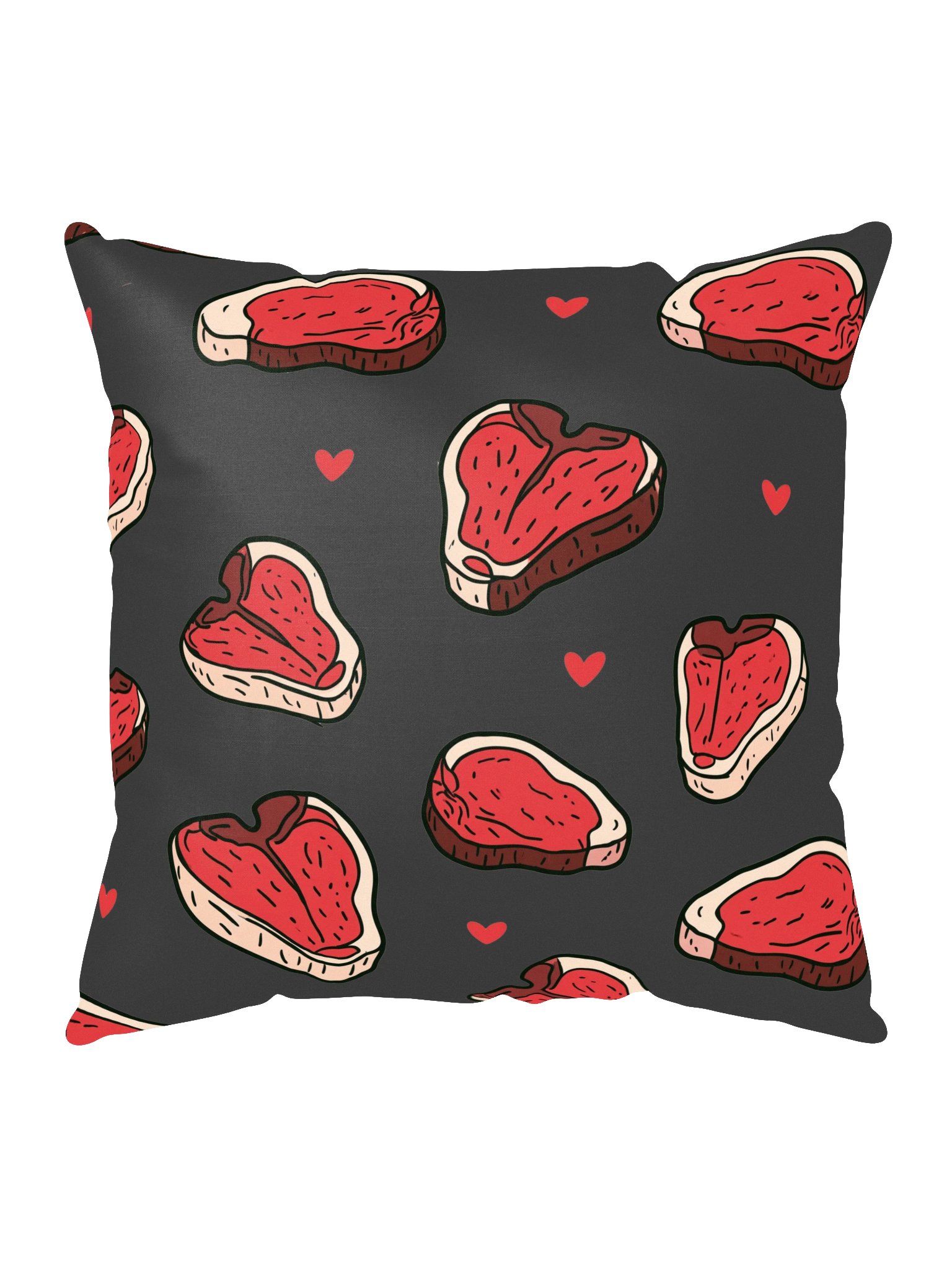 Steak & Hearts Black Throw Pillow product image (10)