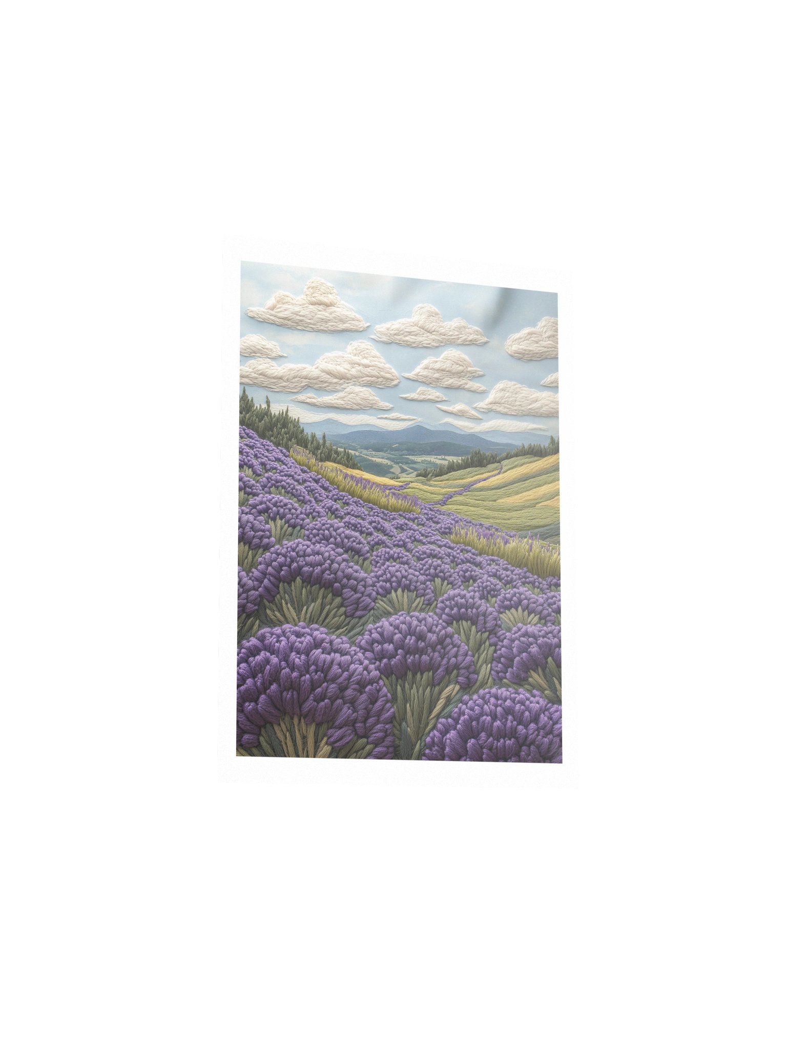 Somewhere in the Lavender Fields | Embroidery-Style Wall Art — Unframed Print product image (3)