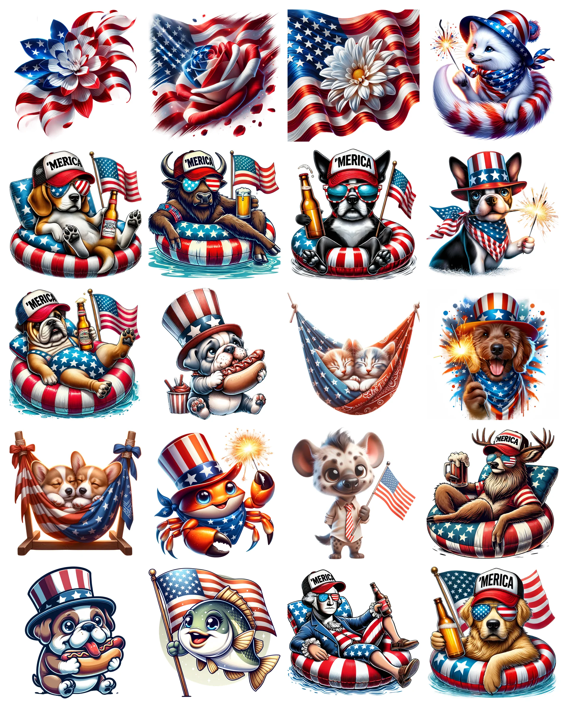 Patriotic 4th of July PNG Bundle Vol 1 | 72 Designs | Commercial Use | Sublimation Clipart product image (1)