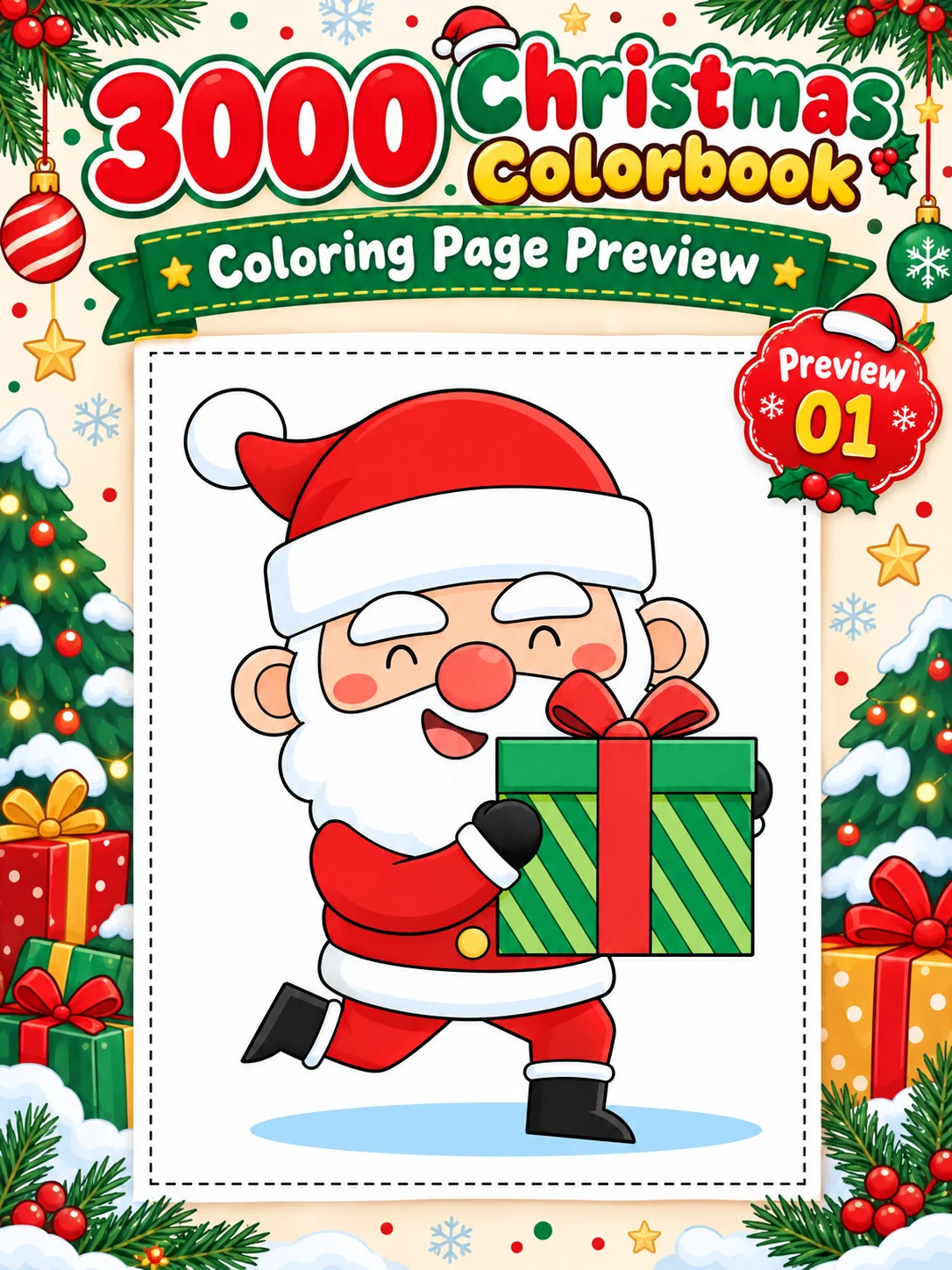 Free Download: 3000+ Christmas Coloring Book for Kids & Toddlers – Instant Printable Holiday Coloring Pages (PDF) product image (1)
