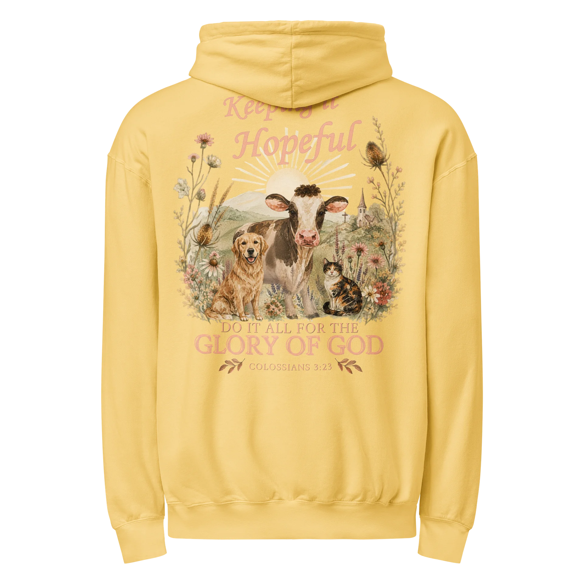 Colossians 3:23 Collection | Unisex Garment-Dyed Hooded Sweatshirt | Back Graphic Edition product image (5)
