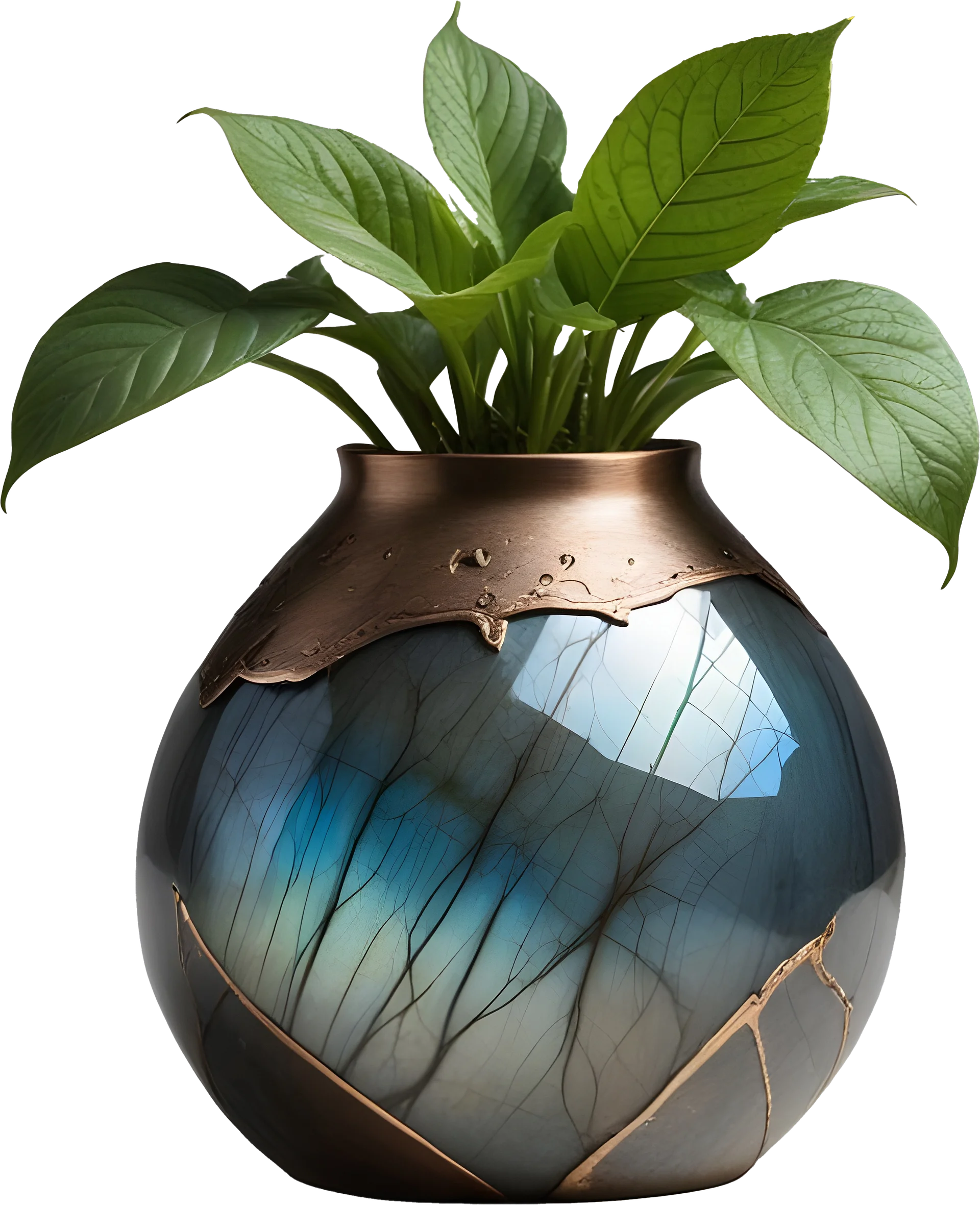 Stellar Luxe – Labradorite & Copper Harmony Vase PNG product image (1)