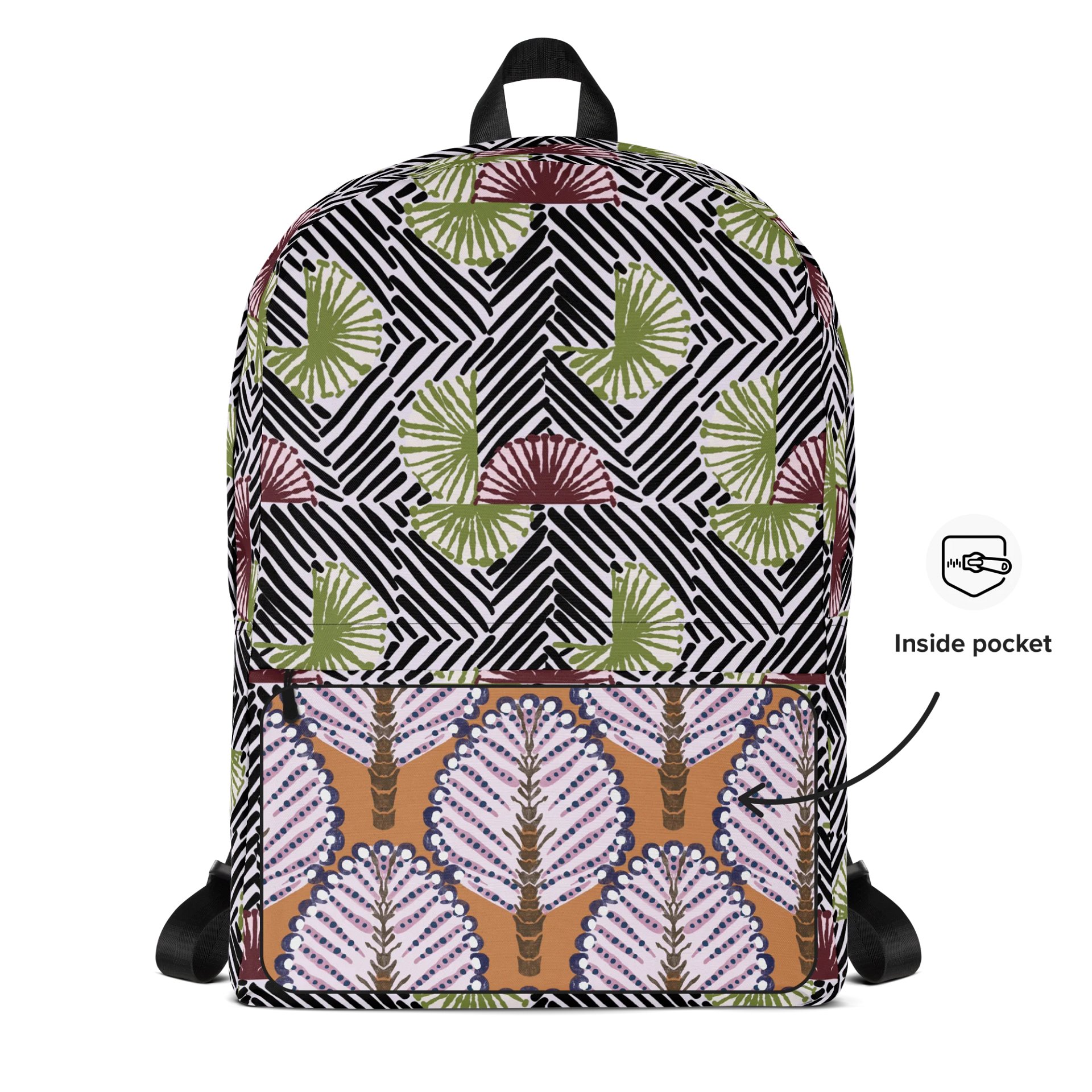 Afrococo Fan Stripes Geometric Laptop Backpack w/ Front Pocket product image (5)