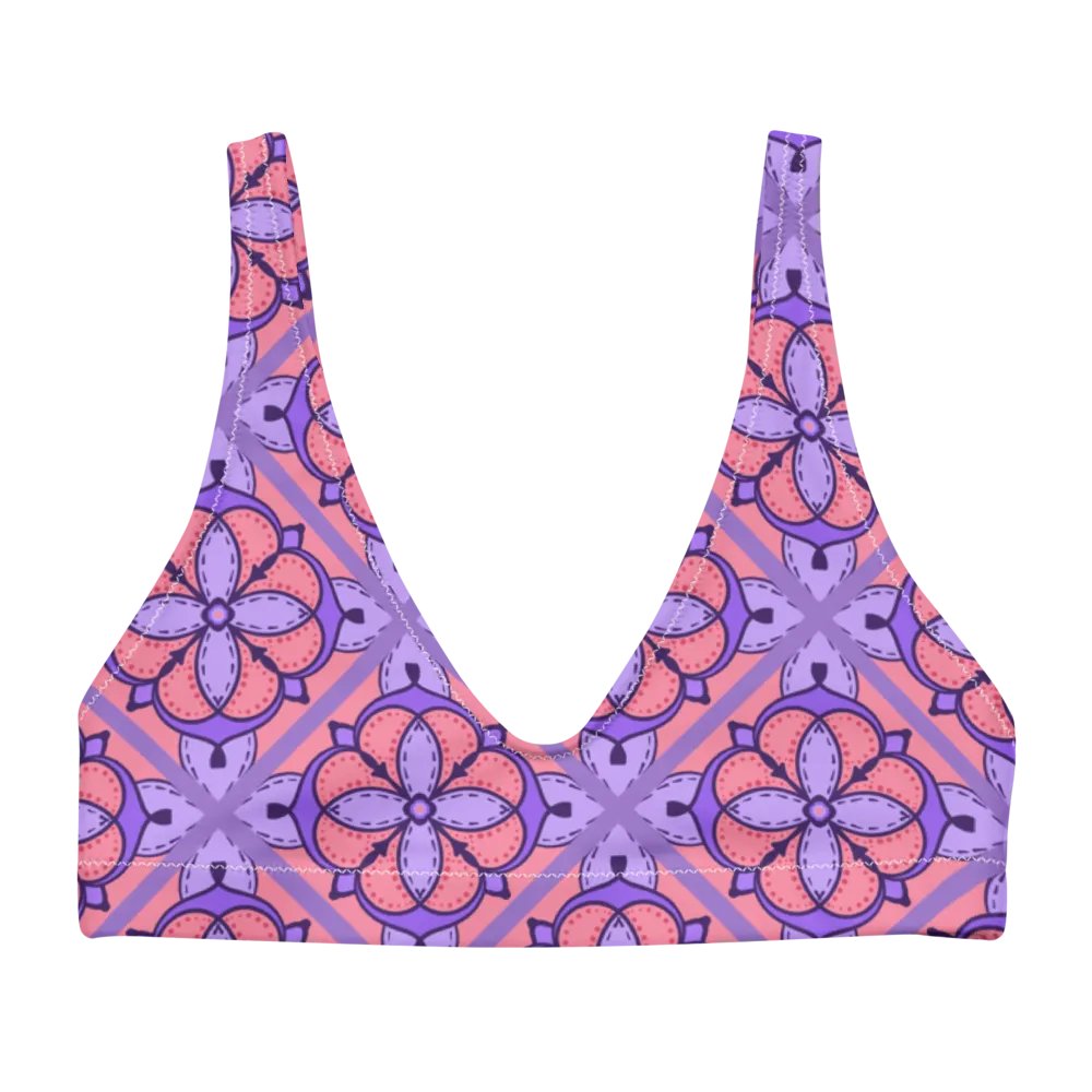 Peach and Lilac Symmetry Pattern Padded Bikini Top product image (4)