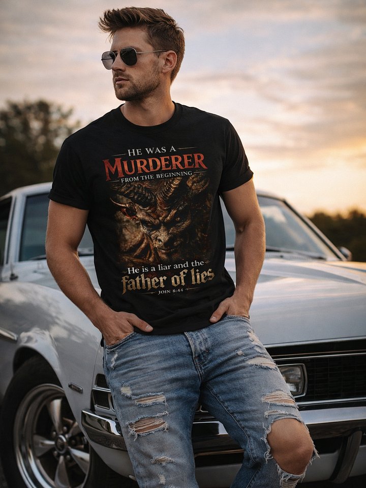 Murderer From the Beginning T-Shirt - John 8:44 Devil Graphic Tee, Dark Theme Christian Apparel product image (2)
