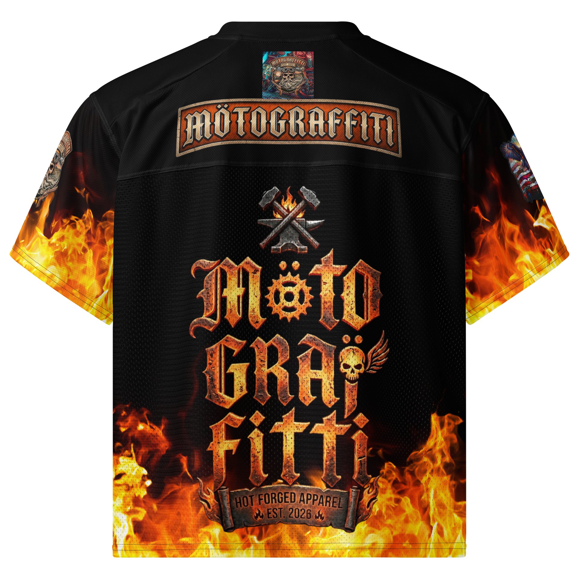MötoGraffitti Fiery Forge All-Over Boxy Football Jersey product image (2)