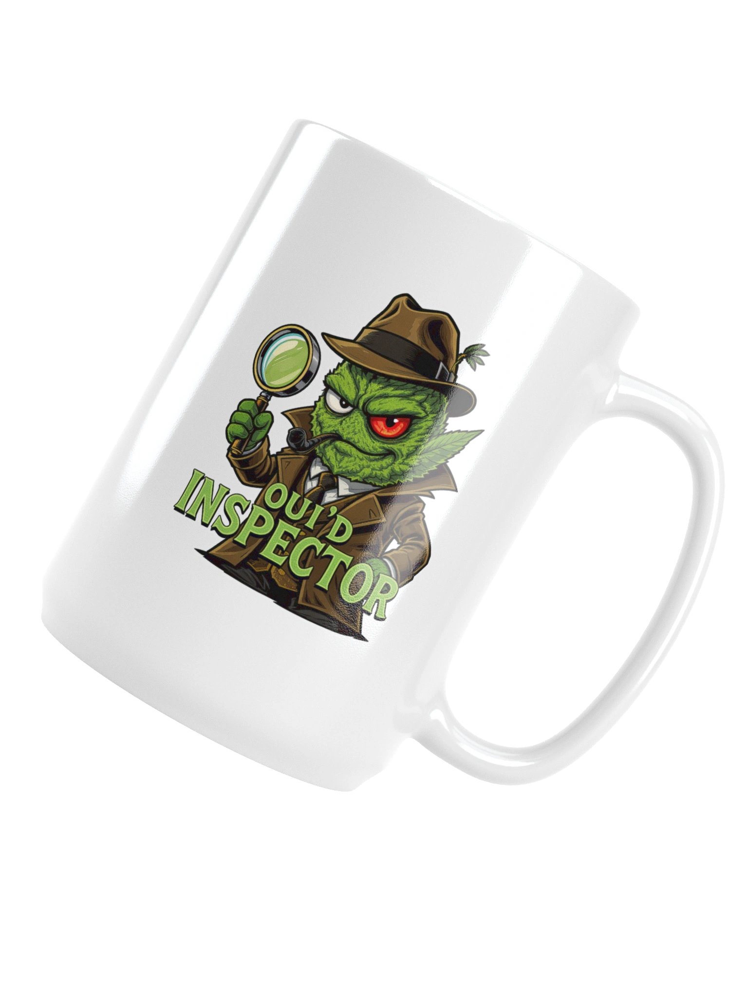 Oui'd Inspector Coffee Mug | Funny Detective Cannabis Mug | 15oz Stoner Noir Humor Gift product image (5)