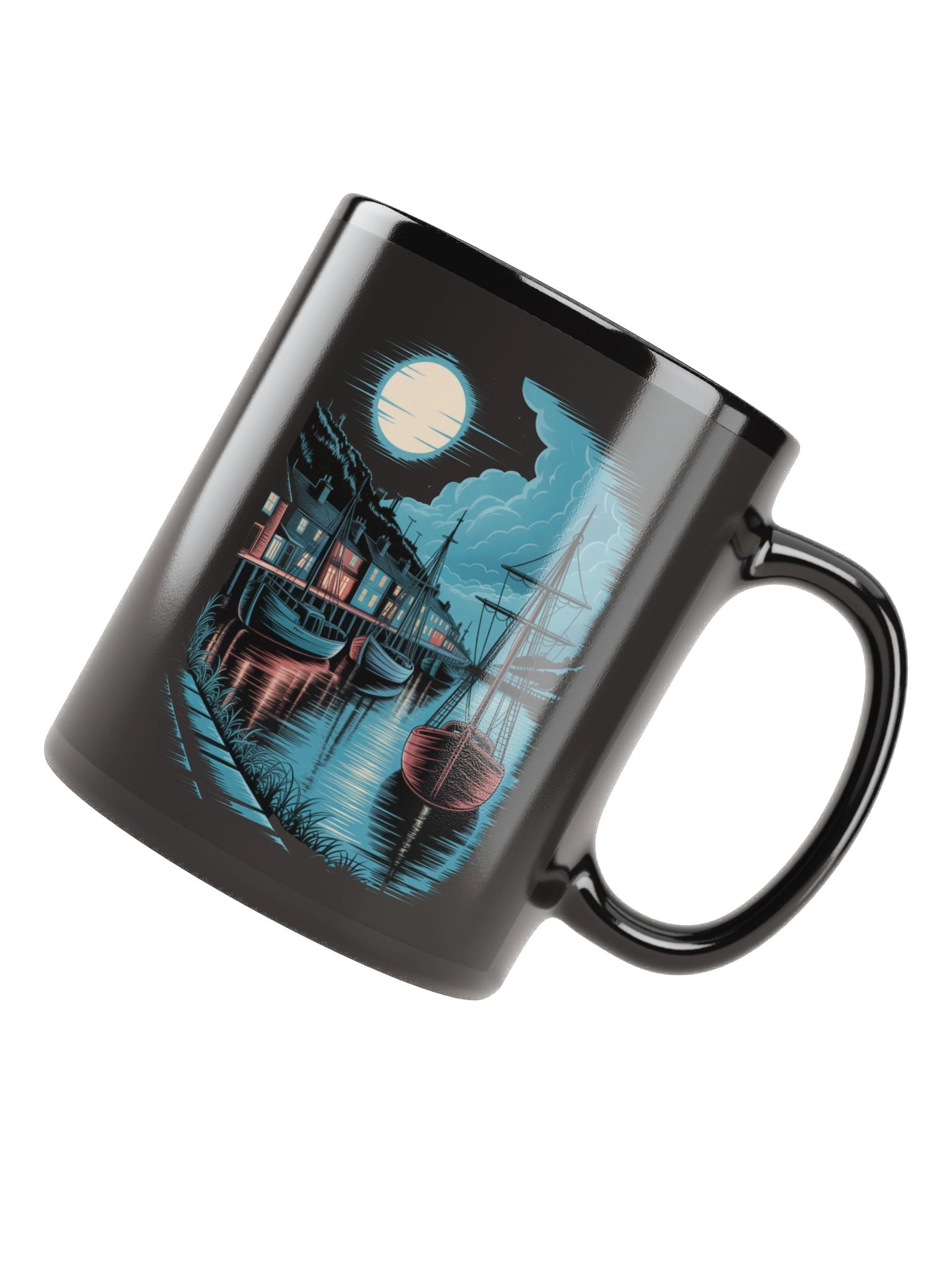 Moonlit Cornish Harbour Mug product image (8)