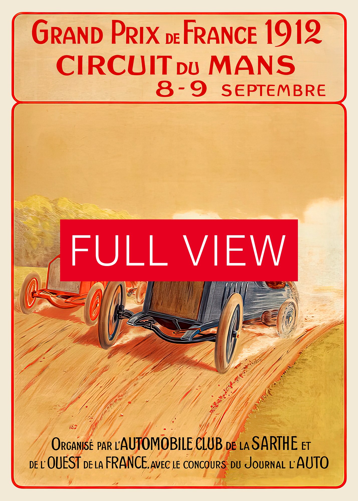 France Vintage F1 Grand Prix, 1912 poster — Vintage Formula 1 poster, Monaco Grand Prix poster, retro travel poster, retro travel art product image (3)