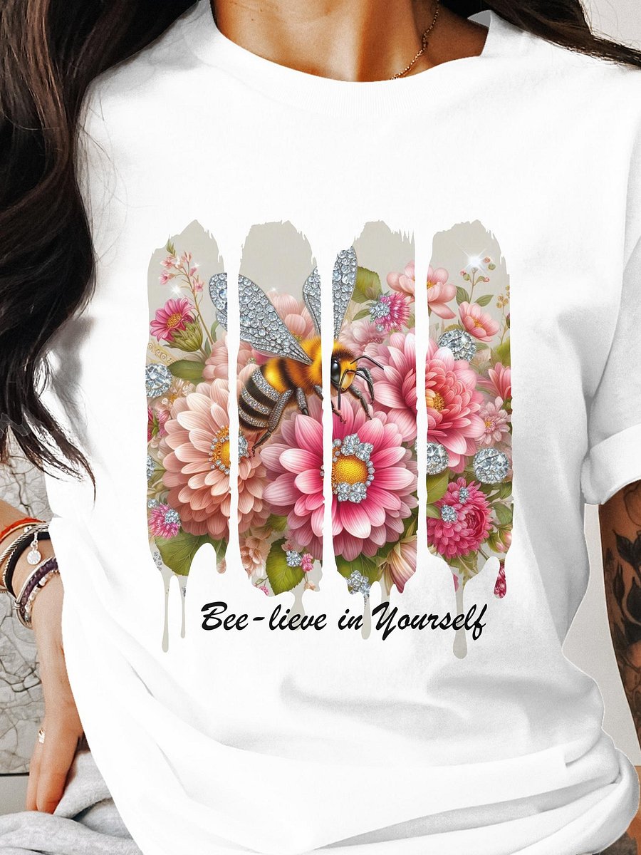 Bee-lieve in Yourself TShirt | Empowering TShirt | Luxury Nature Print | Garden Bee Artwork product image (1)